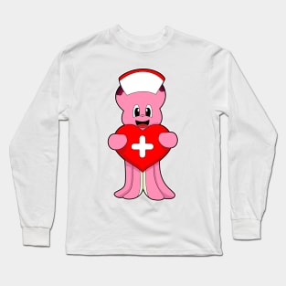 Octopus as Nurse with Heart Long Sleeve T-Shirt